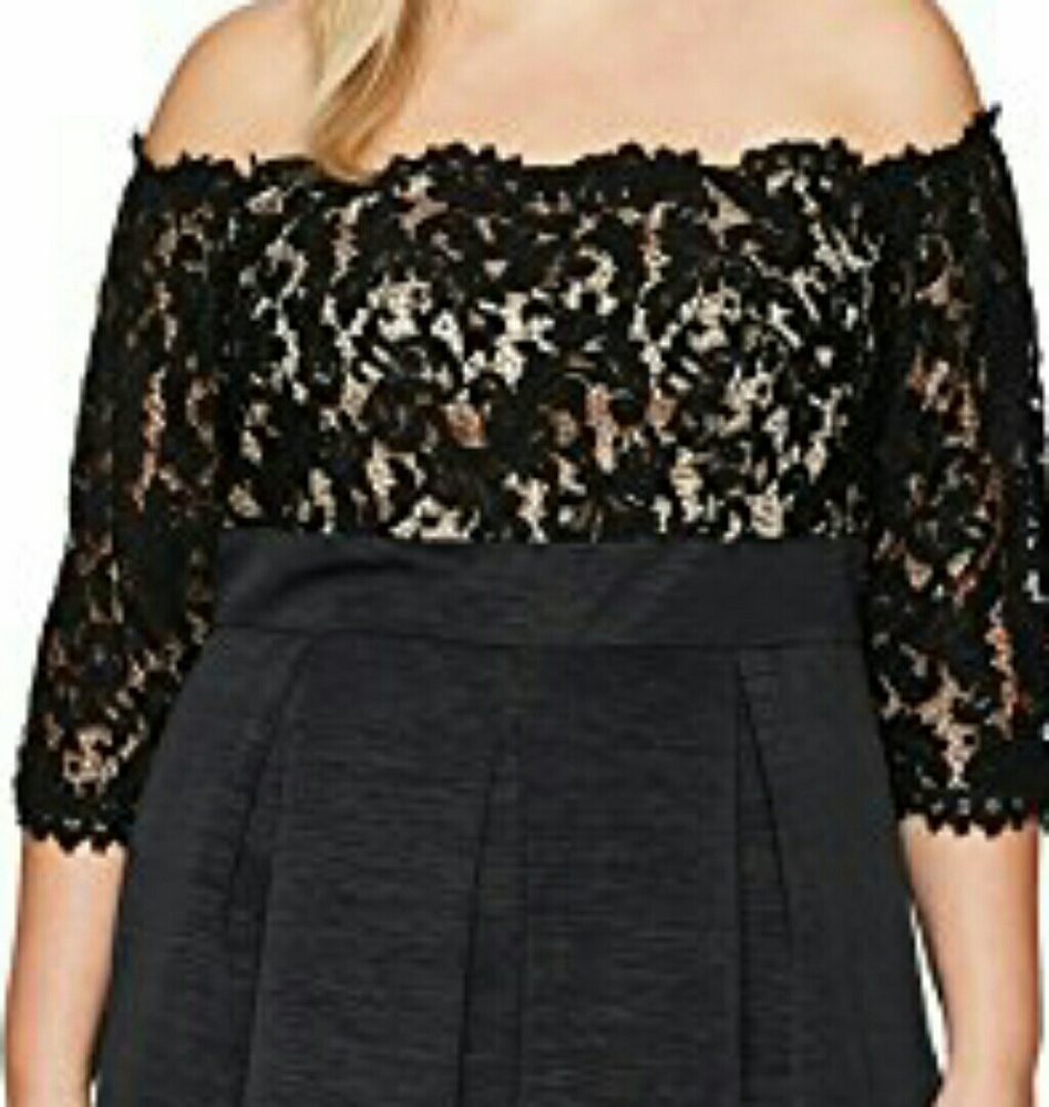 Eliza J PlusSize LaceBodice Off-the-shoulder Dress